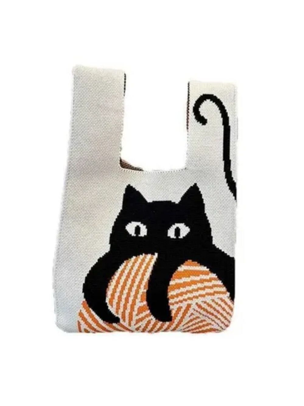 MURDER MITTENS BLACK CAT MINI KNOT WRIST LOOP CASUAL KNOT WRISTLET DROP KNIT BAG - Picture 3 of 5